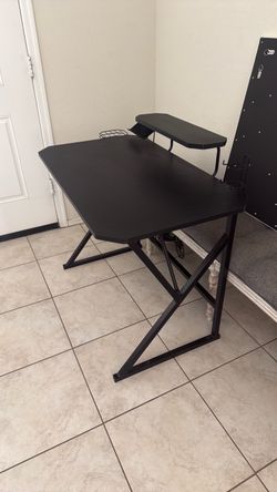 Black Gaming Desk with Monitor Shelf