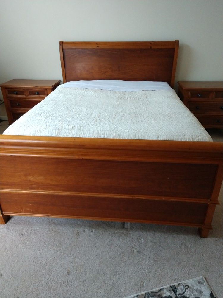 Queen Sleigh Bed with matching night stands & dresser