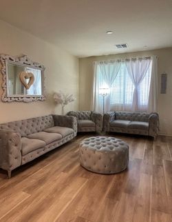 Gray tufted sofas $780 FIRM PRICE!