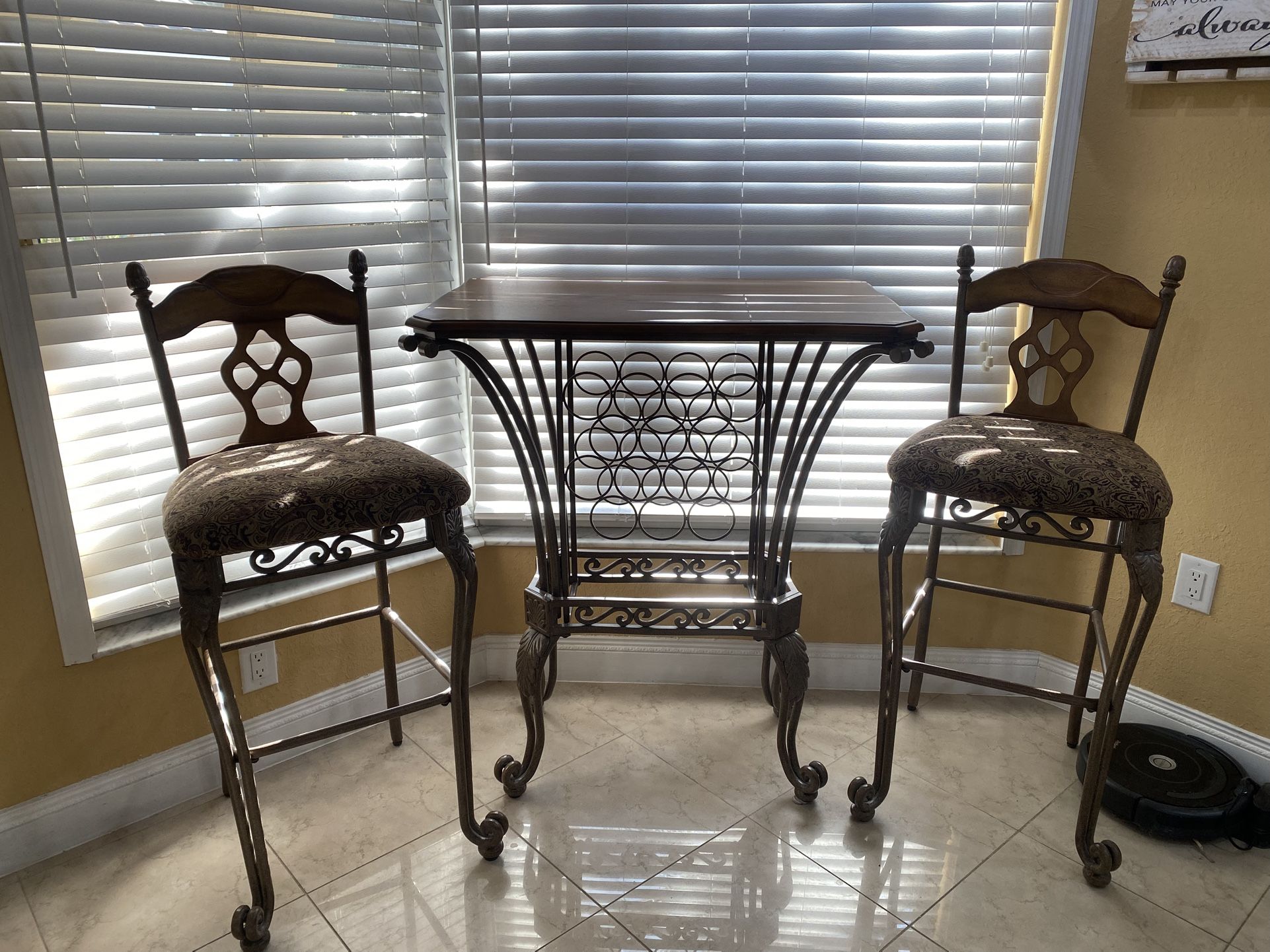 3-Piece Bistro/Pub Table Set — Table + 2 Bar Stools