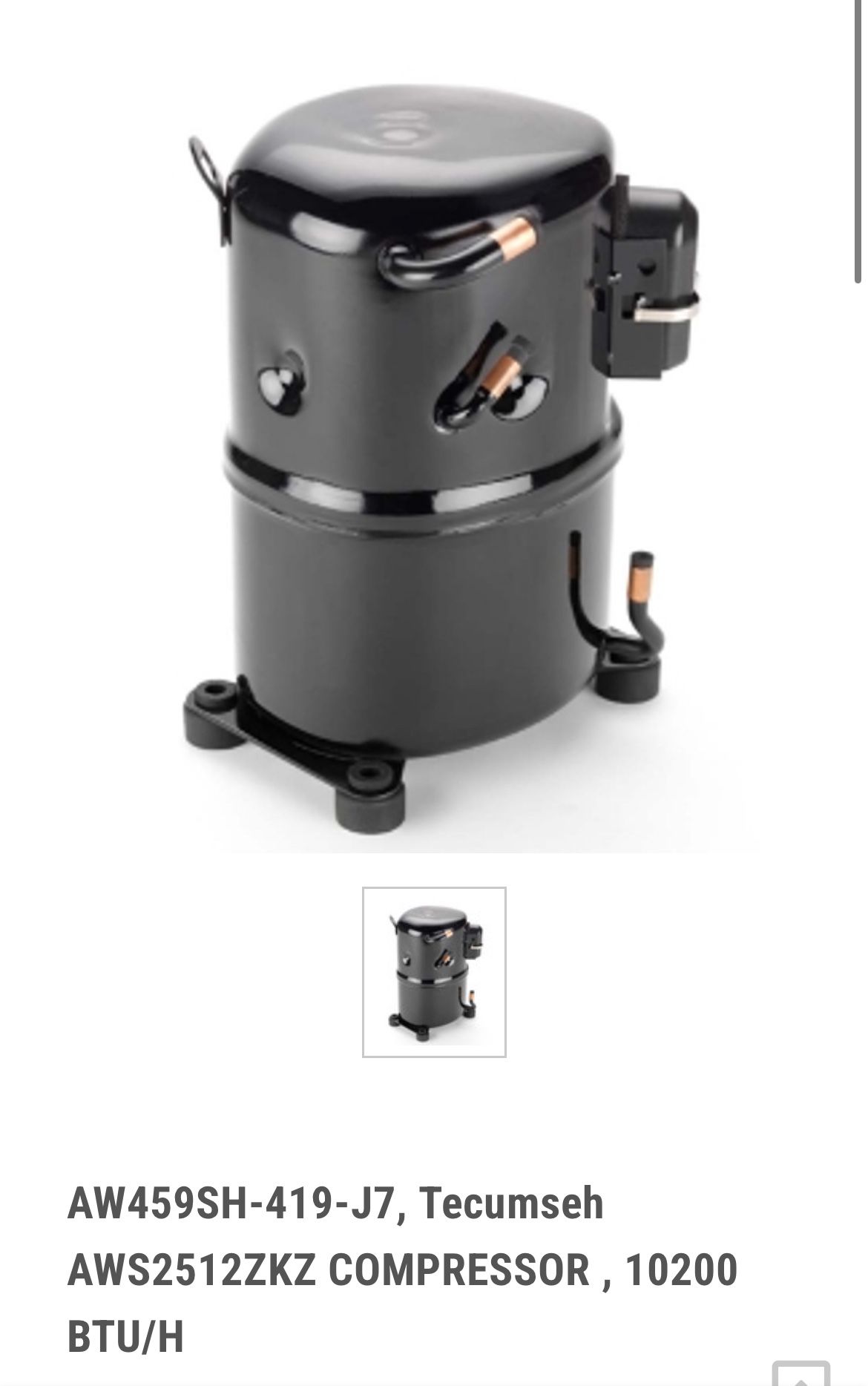 AW459SH-419-J7, Tecumseh AWS2512ZKZ COMPRESSOR , 10200 BTU/H