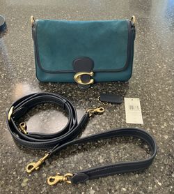 Coach Soft Tabby Shoulder Bag /Purse in Deep Turquoise