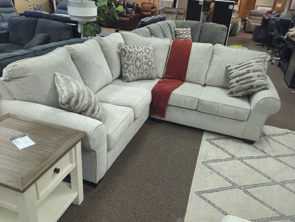 Beautiful Sectional In A Light Gray Color
