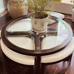 White Couch Set Italian leather 4 Stools 2 Chairs 