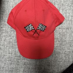 New Checkered Racing Flags Red Strap-back  Baseball Hat 