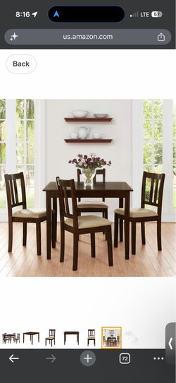 Modern Counter Height Dining Table Set – 5 Pieces | Espresso/Beige