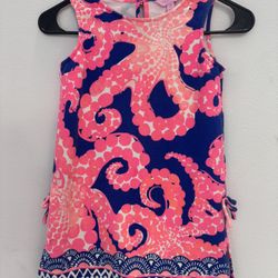 EUC Lilly Pulitzer Mini Donna Dress with matching shorts Ikat Blue M’Ocean Girls' Size M 6/7