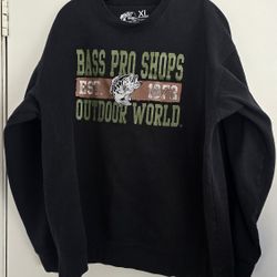 Bass Pro Shops Logo Men's Black Size XL Pullover Sweatshirt  Rare Find! USED 