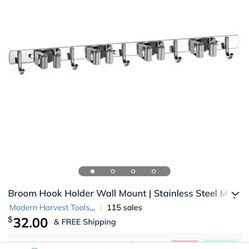 Stainless Steel Mop & Broom Hanging Holder-NEW
