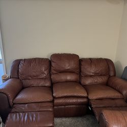 Two Leather Couches Reclining 