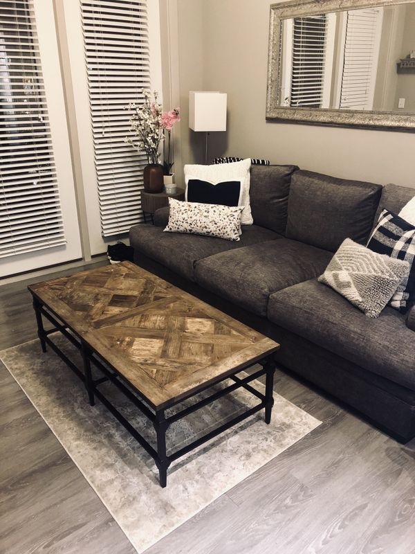 Pottery Barn Parquet Reclaimed Wood Rectangular Coffee Table For