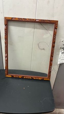 Carved Wood Picture Frame with Glass