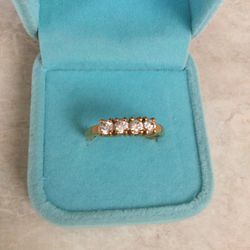 Gold Plated Cubic Zirconia Ring, Size 8 3/4