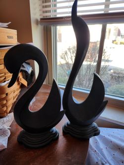 Vintage Black Swans Pair Of 2