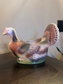 Vintage Ceramic Turkey Planter Centerpiece Cottagecore MCM Thanksgiving