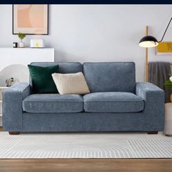 Van Winkle 71.25" Chenille Square Arm Loveseat Sofa, 2 Seater Small Sofa Couch, Removable Sofa Cover