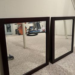 Pair Of Wood Framed Mirrors
