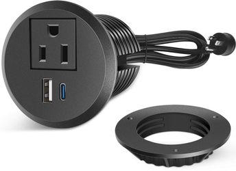 Grommet Socket with Power Outlet and USB Charging Port