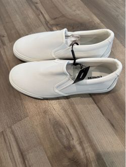 *New* Express Men’s White Slip On Canvas Sneakers, Size: 11