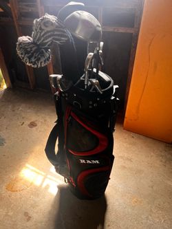 Golf clubs and bag