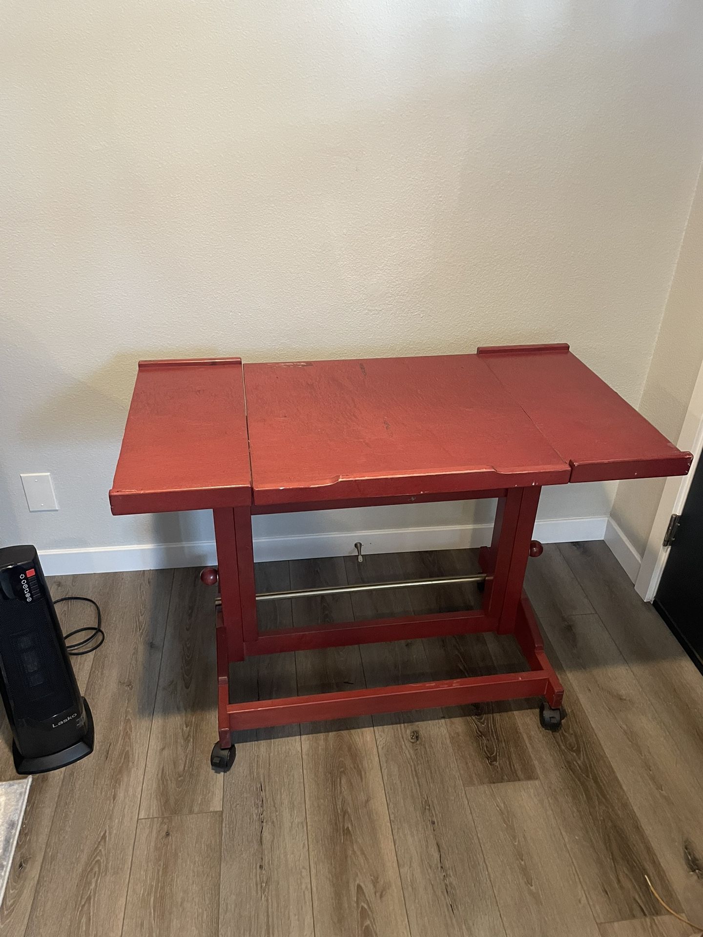 Red Wooden Adjustable Standing Desk — Perfect For Home Office!