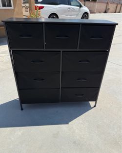 Free!! Black Fabric Dresser with 9 Drawers