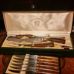 Beautiful Vintage Washington Forge 9 piece cutlery set, Sheffield Stainless Steel with bake lite handles made in Sheffield England.