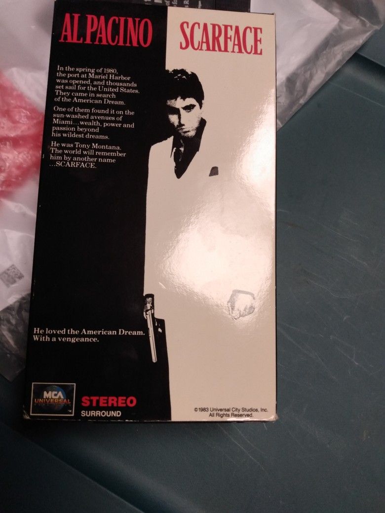Vintage Al Pacino Scarface Movie VHS Tapes