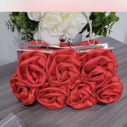 Floral Embellished Fabric Clutch