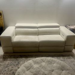White Leather Sofa Recliner 