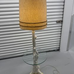 Vintage Nardini Studio Floor Lamp with Glass Table Shelf 66” Tree Trunk Style