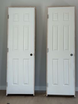 White 6-Panel Interior Doors with Frame – Set of 2