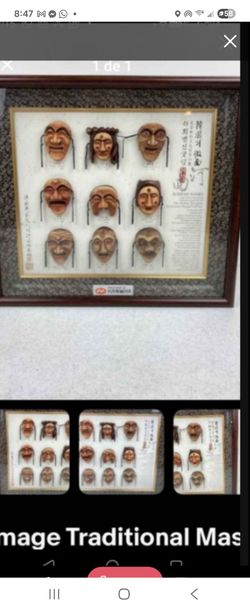 Framed Korean Traditional Masks Display