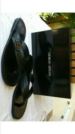 Giorgio Armani black leather sandals 10.5