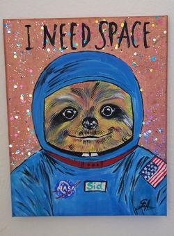 Astronaut Sloth Painting