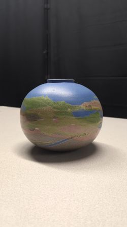 Abstract Ceramic Orb Vase with Textured Glaze