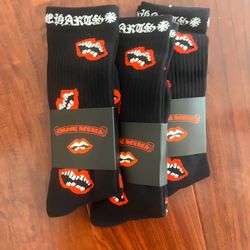 Chrome hearts matty boy red lip socks.