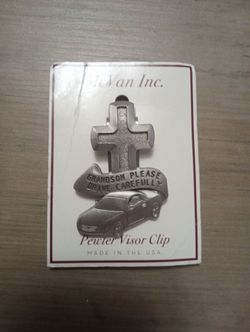 2.5" Pewter visor clip Grandson please drive carefully