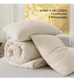 Cream Comforter Set with 2 Pillowcases 104x90