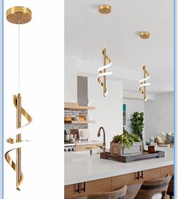 2 packs Gold Spiral LED Pendant Light