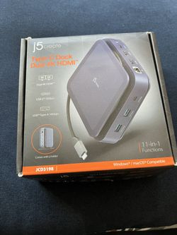 J5create 11-in-1 Type C Dock For Windows/Mac (open Box)
