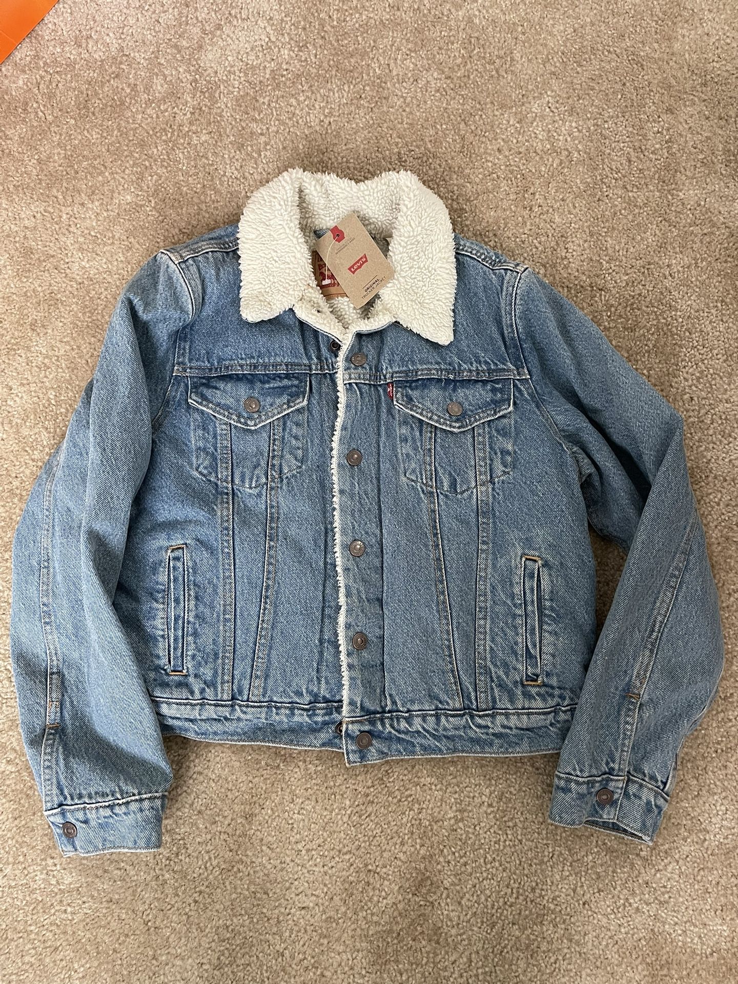 New $108 Levi’s Sherpa Denim Womens Jacket Size S