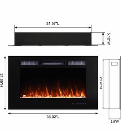 36" Recessed Electric Fireplace Insert