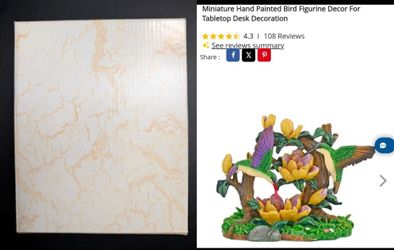 NEVER USED. Hand Painted Bird Figurine Decor, Resin Material 