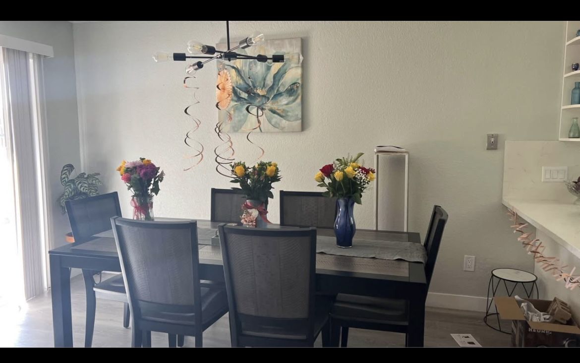 Dining Table Black And Gray Wood