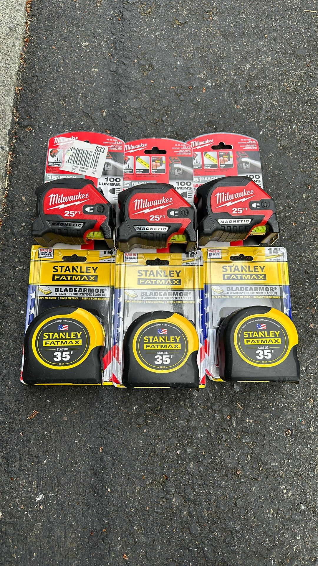 Stanley Fat max 35’ Milwaukee 25’ LED Tape Measures Price For All
