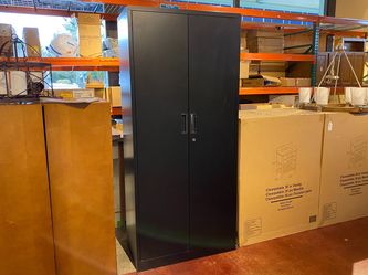 Like New Black All-Metal Shop Cabinet w/ Adjustable Shelves