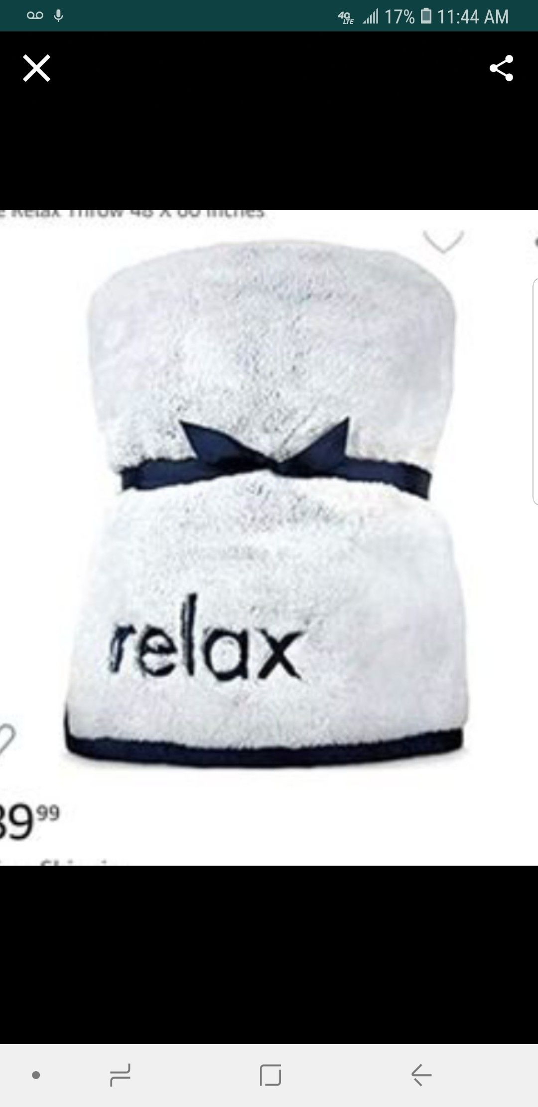 Bath & Body Works Faux Fur Blanket Navy Blue Relax Throw 48 X 60
