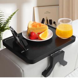 Wooden Sofa Arm Tray, Normal Size 11.8x8.6 Couch Armrest Tray, No Installation Required, Foldable, Eat/Drinks/Remote Control/Snacks Holder, with 360° 