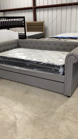 Twin Size Trundle Bed With Mattress Included, Ready To Deliver